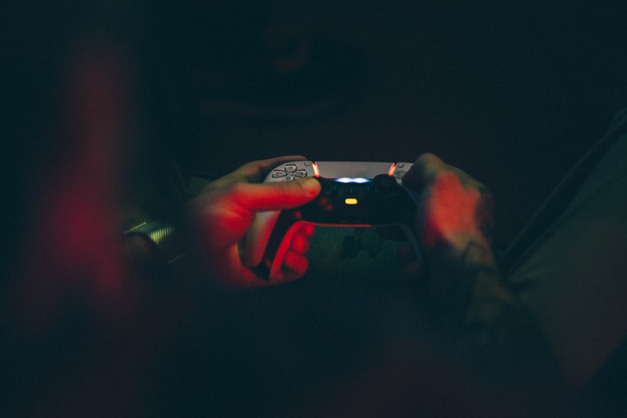 Gamer playing videogame
